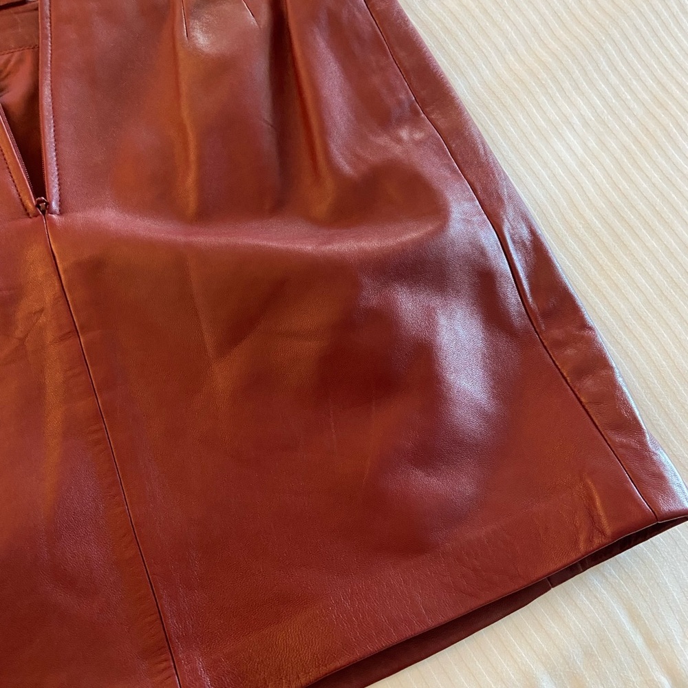 Siena Studio Leather Burgundy Pencil Skirt - Picture 6 of 10